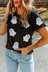 Sparkling Glitter Ghost Graphic Short Sleeve Jersey Tee