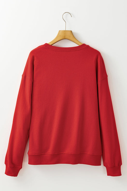Sparkling Graphic Text Relaxed Fit Pullover Sweatshirt