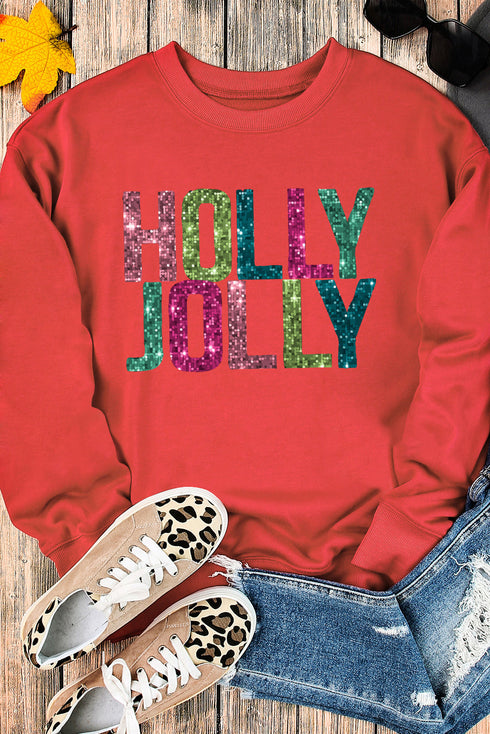 Sparkling Graphic Text Relaxed Fit Pullover Sweatshirt