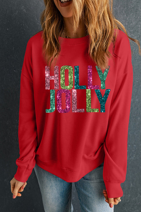 Sparkling Graphic Text Relaxed Fit Pullover Sweatshirt