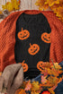 Sparkling Pumpkin Face Graphic Short Sleeve Crewneck Tee