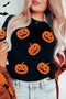 Sparkling Pumpkin Face Graphic Short Sleeve Crewneck Tee