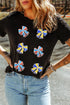 Sparkling Rhinestone Bow Graphic Short Sleeve T-Shirt