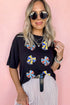 Sparkling Rhinestone Bow Graphic Short Sleeve T-Shirt