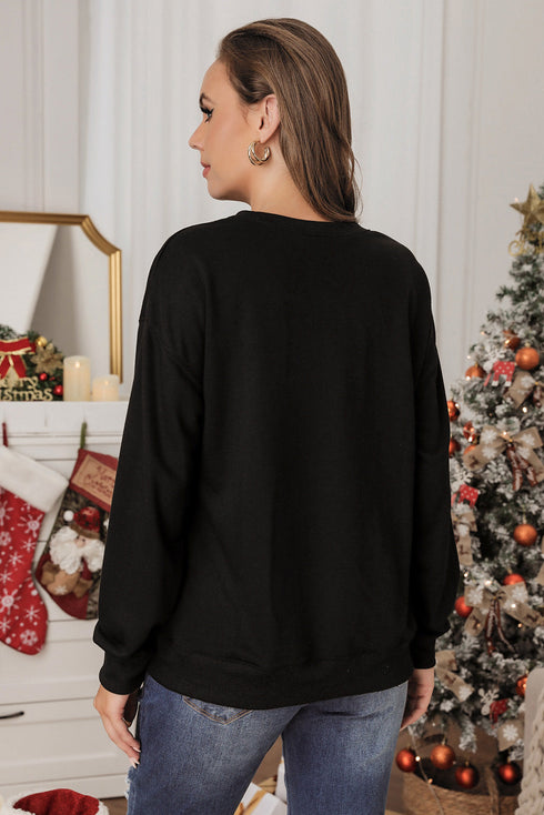 Sparkling Script Graphic Long Sleeve Crewneck Pullover Sweatshirt