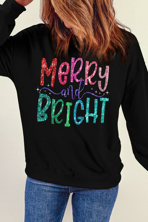 Sparkling Script Graphic Long Sleeve Crewneck Pullover Sweatshirt