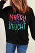 Sparkling Script Graphic Long Sleeve Crewneck Pullover Sweatshirt