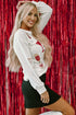 Sparkling Sequin Cocktail Motif Crew Neck Sweatshirt