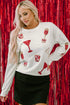 Sparkling Sequin Cocktail Motif Crew Neck Sweatshirt