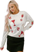 Sparkling Sequin Cocktail Motif Crew Neck Sweatshirt