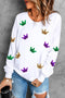 Sparkling Sequin Crown Patch Crew Neck Sweatshirt