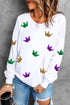 Sparkling Sequin Crown Patch Crew Neck Sweatshirt
