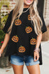 Sparkling Sequin Graphic Cotton Blend Short Sleeve Tee