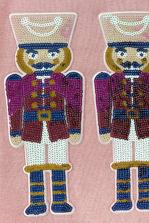 Sparkling Sequin Nutcracker Graphic Crew Neck Sweatshirt