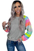 Sparkling Sequin Panel Raglan Pullover Sweatshirt