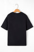 Sparkling Sequin Stripe Patchwork Crew Neck T Shirt