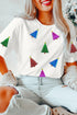 Sparkling Sequin Tree Motif Short Sleeve Holiday Shirt