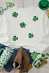 Sparkly Clover Graphic Oversized Ribbed Crewneck Pullover