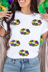 Sparkly King Cake Graphic Print Crew Neck Shirt