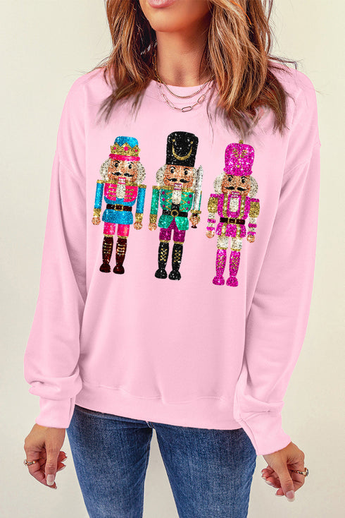 Sparkly Nutcracker Trio Crew Neck Pullover Sweatshirt