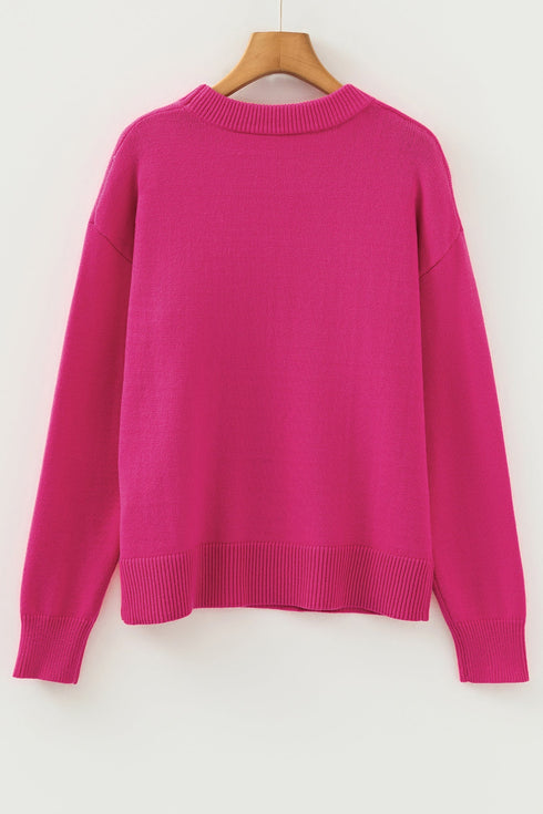 Sparkly Sequin Bow Graphic Pullover Knit Sweater
