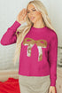 Sparkly Sequin Bow Graphic Pullover Knit Sweater