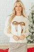 Sparkly Sequin Bow Graphic Pullover Knit Sweater