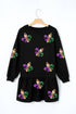 Sparkly Sequin Symbolic Pattern Pullover Mini Graphic Dress