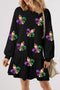 Sparkly Sequin Symbolic Pattern Pullover Mini Graphic Dress
