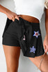 Sparkly Stars And Stripes Patriotic Flared Drawstring Active Skort
