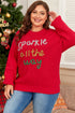 Sparkly Tinsel Letter Print Crew Neck Pullover Sweater