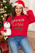 Sparkly Tinsel Letter Print Crew Neck Pullover Sweater