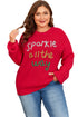 Sparkly Tinsel Letter Print Crew Neck Pullover Sweater