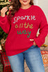 Sparkly Tinsel Letter Print Crew Neck Pullover Sweater