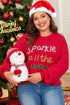 Sparkly Tinsel Letter Print Crew Neck Pullover Sweater