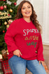 Sparkly Tinsel Letter Print Crew Neck Pullover Sweater