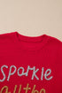 Sparkly Tinsel Letter Print Crew Neck Pullover Sweater