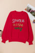 Sparkly Tinsel Letter Print Crew Neck Pullover Sweater