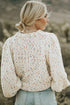 Speckled Chunky Knit Balloon Sleeve Pullover Sweater