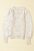 Speckled Chunky Knit Balloon Sleeve Pullover Sweater