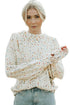 Speckled Chunky Knit Balloon Sleeve Pullover Sweater