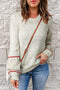 Speckled Confetti Open Stitch Sleeve Crew Neck Sweater