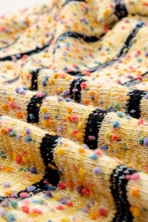 Speckled Stripe Open Front Knit Cardigan