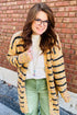Speckled Stripe Open Front Knit Cardigan