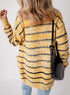 Speckled Stripe Open Front Knit Cardigan
