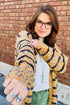 Speckled Stripe Open Front Knit Cardigan