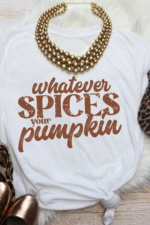 Spices Your Pumpkin Text Print Jersey Graphic Tee