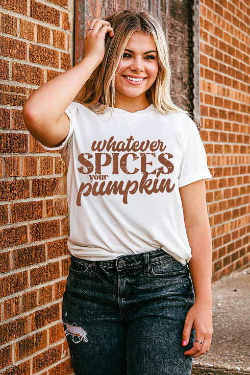 Spices Your Pumpkin Text Print Jersey Graphic Tee