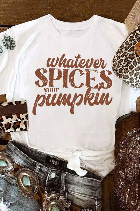 Spices Your Pumpkin Text Print Jersey Graphic Tee