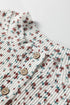 Spiral Ribbed Floral Print Long Sleeve Henley Short Set